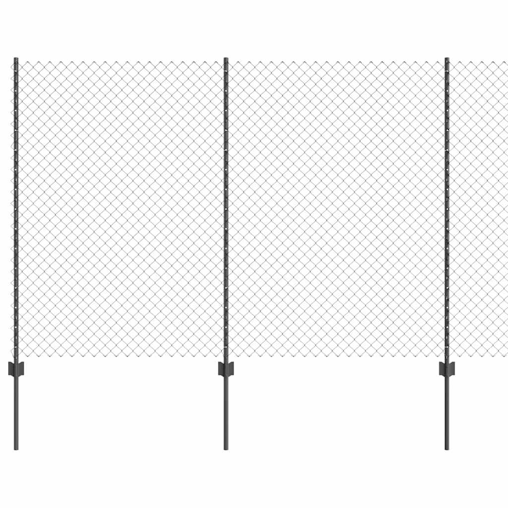 vidaXL Φράχτης αλυσίδας με 20 U Posts Γκρι 1.5x10 μ Ατσάλι