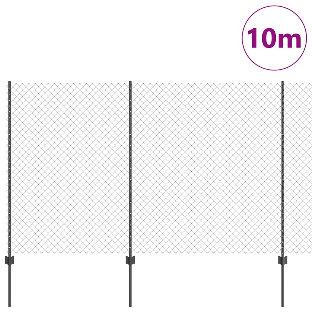 vidaXL Φράχτης αλυσίδας με 20 U Posts Γκρι 1.5x10 μ Ατσάλι
