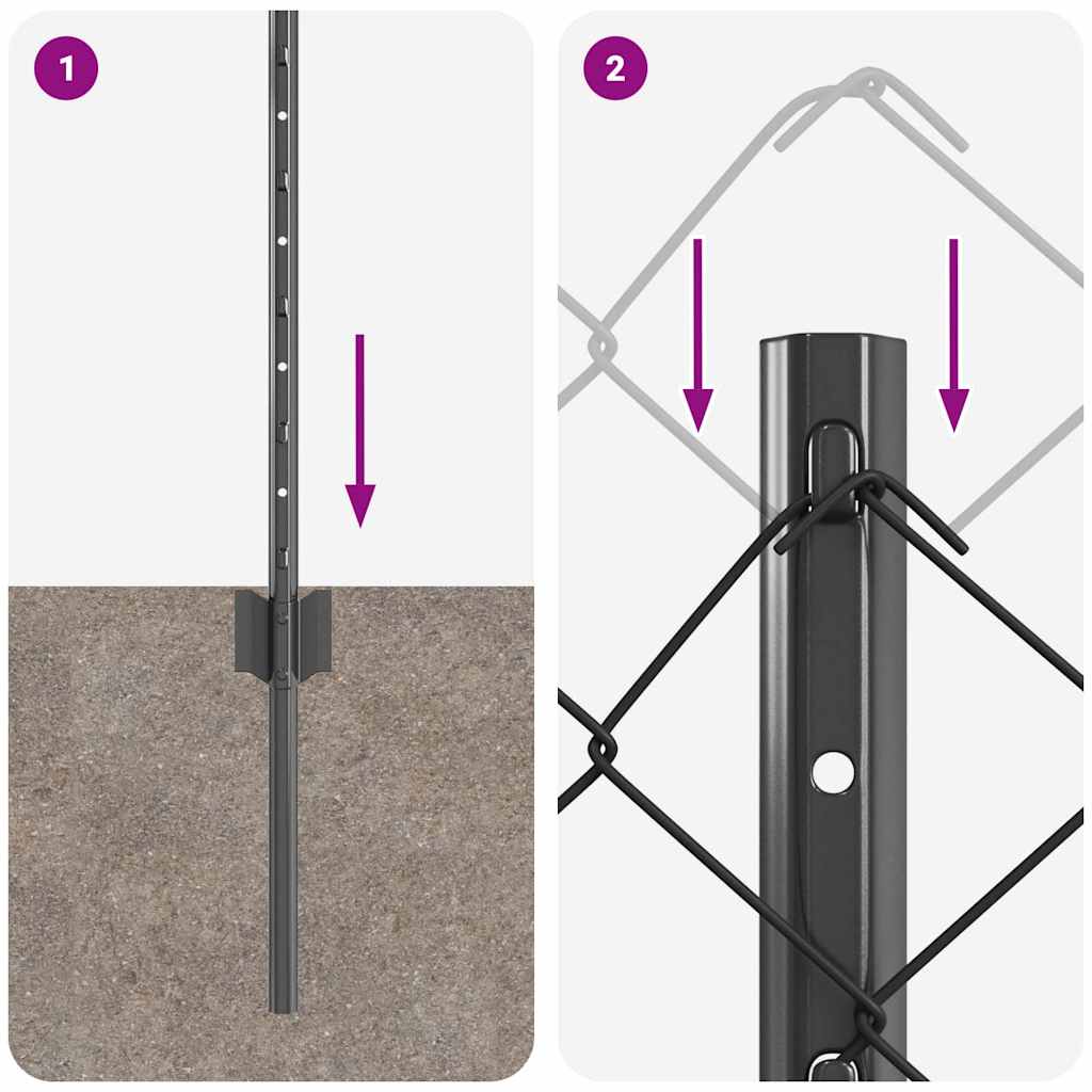 vidaXL Δικτυωτός φράχτης με 10 κολόνες U Γκρι 0.6x10 μέτρα Χάλυβας