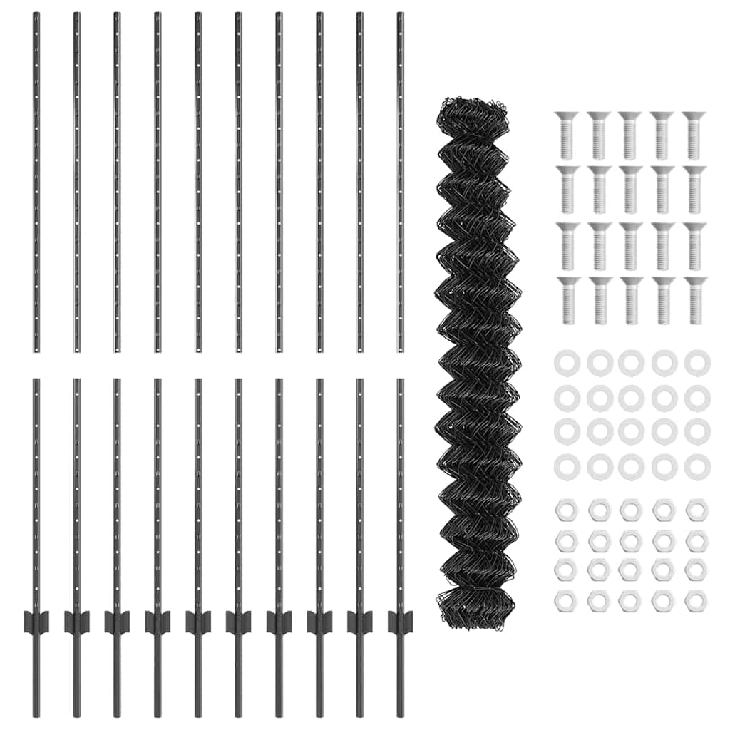 vidaXL Φράχτης με Στήλες. Γκρι 1.6 x 10 m Ατσάλι