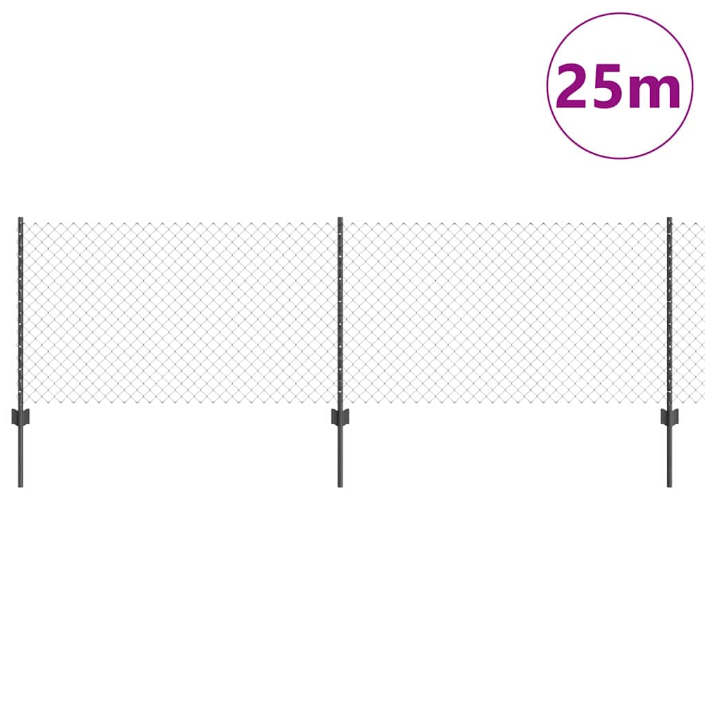 vidaXL Φράχτης αλυσίδας με 22 U Posts Γκρι 0.8x25 μ Ατσάλι