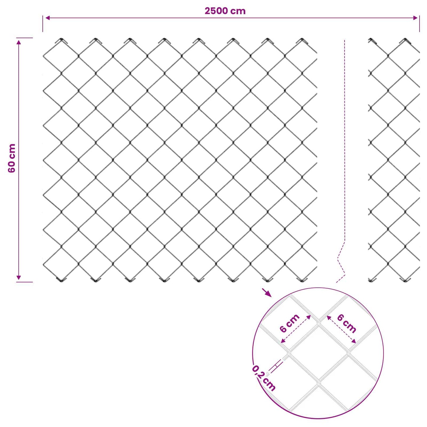 vidaXL Φράχτης αλυσίδας με στήλη 25 x 0,6 μ PVC-Επικαλυμμένο Ατσάλι