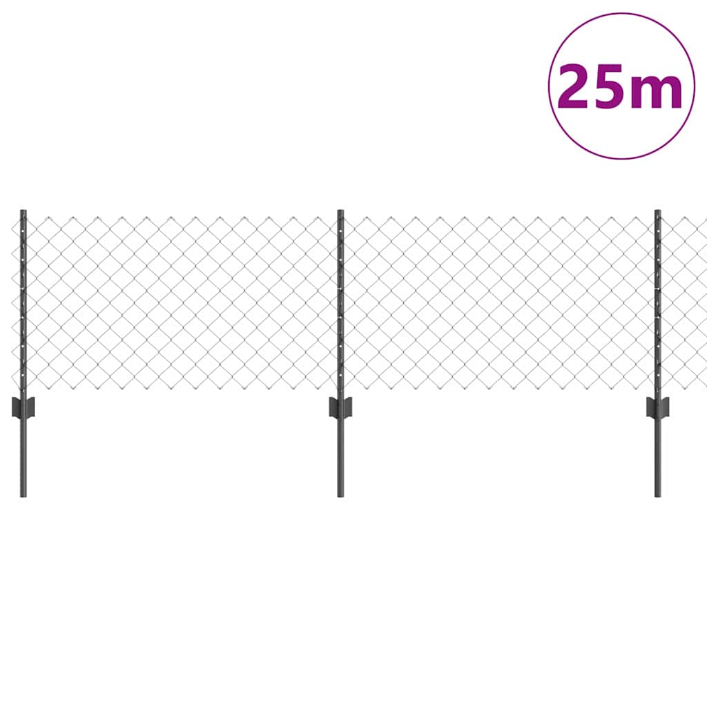 vidaXL Περίφραξη αλυσίδας με 22 U Posts Γκρι 0.6x25 μ. Σίδερο