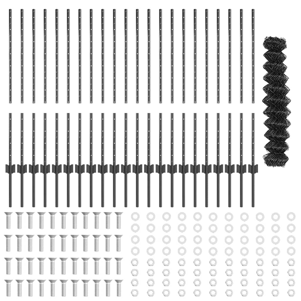 vidaXL Σετ Φράκτη Κήπου Σετ 2 Γκρι Γαλβανισμένος χάλυβας 25 x 1 μέτρο