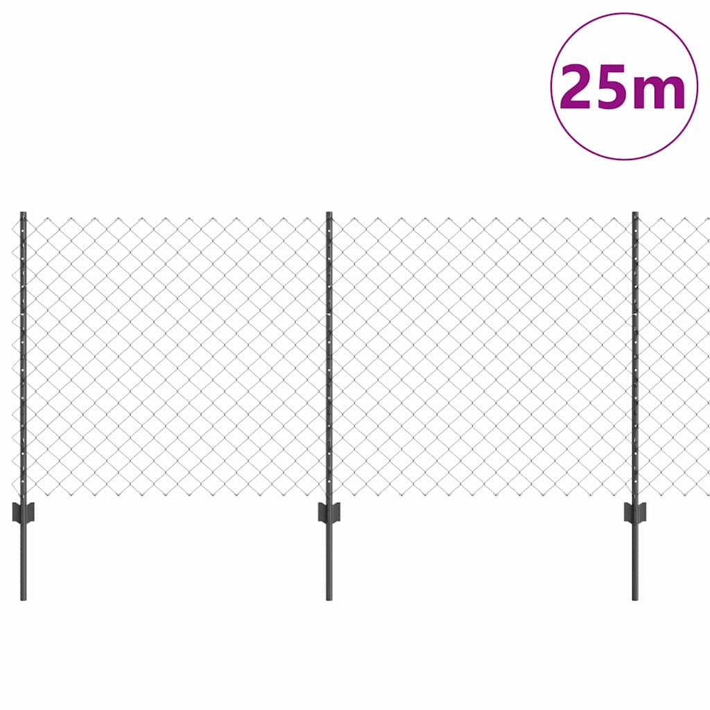 vidaXL Σετ Φράκτη Κήπου Σετ 2 Γκρι Γαλβανισμένος χάλυβας 25 x 1 μέτρο