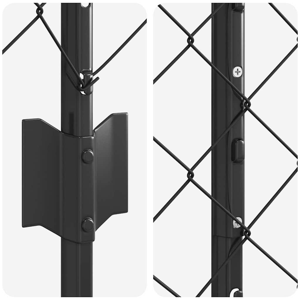 vidaXL Σετ Φράχτη Κήπου από Αλυσίδα Σετ 2 Γκρι Γαλβανισμένος Χάλυβας