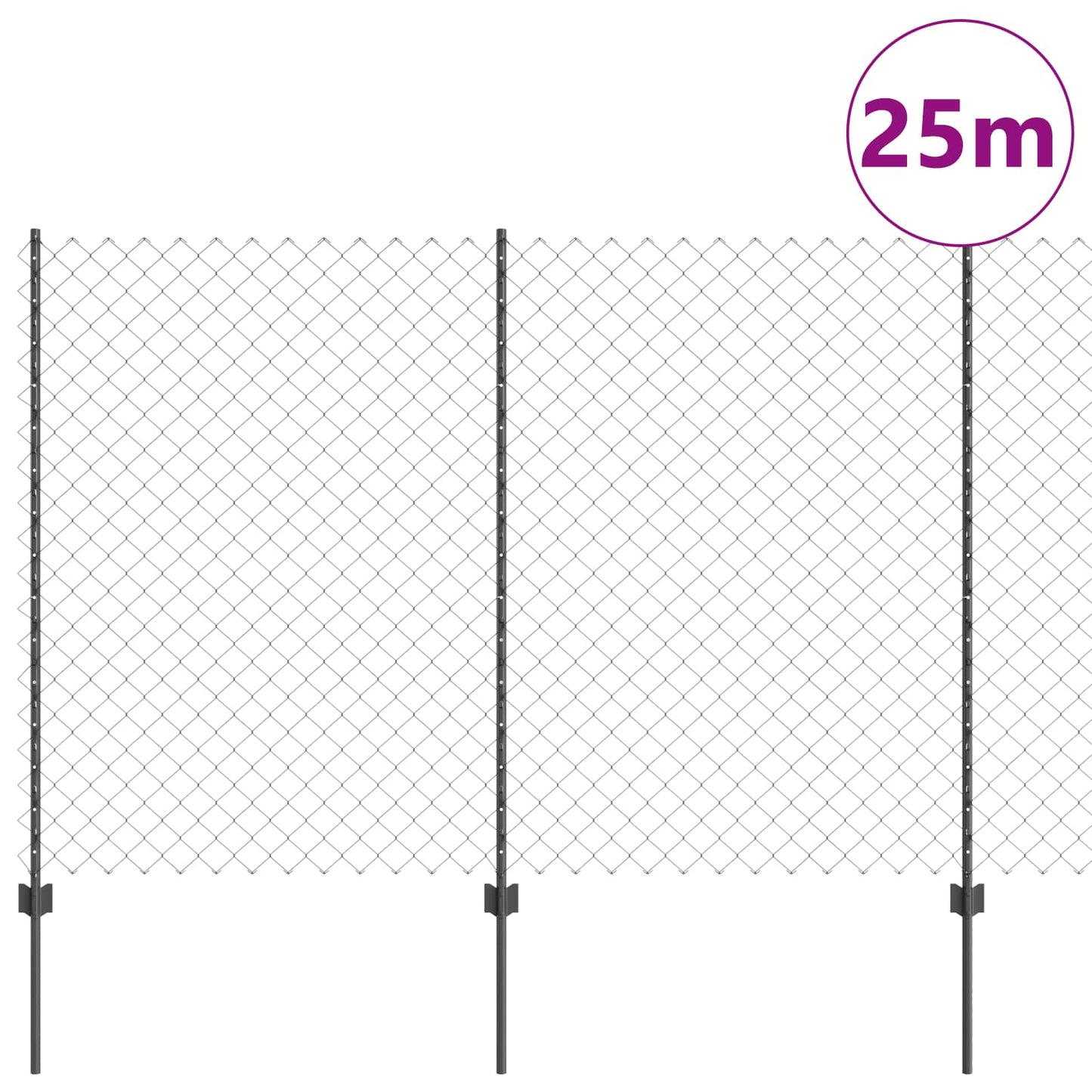 vidaXL Φράχτης αλυσίδας με στήλη 25 x 1,6 μ PVC-Επικαλυμμένο Ατσάλι