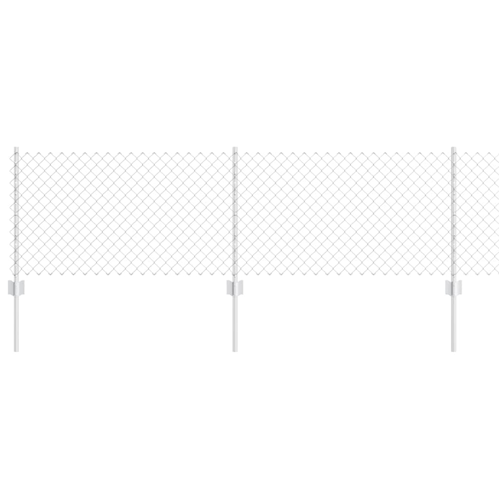 vidaXL Φράκτης με Αλυσίδα με 10 γαλβανισμένα πόδια ασημένιος 0.6x10 μ χάλυβας