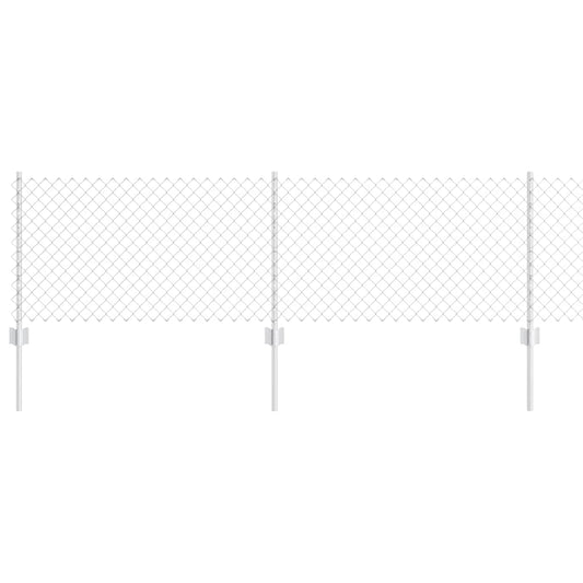 vidaXL Φράκτης με Αλυσίδα με 10 γαλβανισμένα πόδια ασημένιος 0.6x10 μ χάλυβας