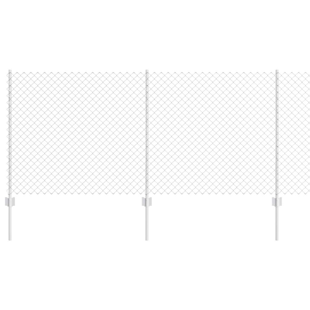 vidaXL Φράχτης Αλυσίδας με 20 U Πόλους Ασημί 1x10 μ Ατσάλι