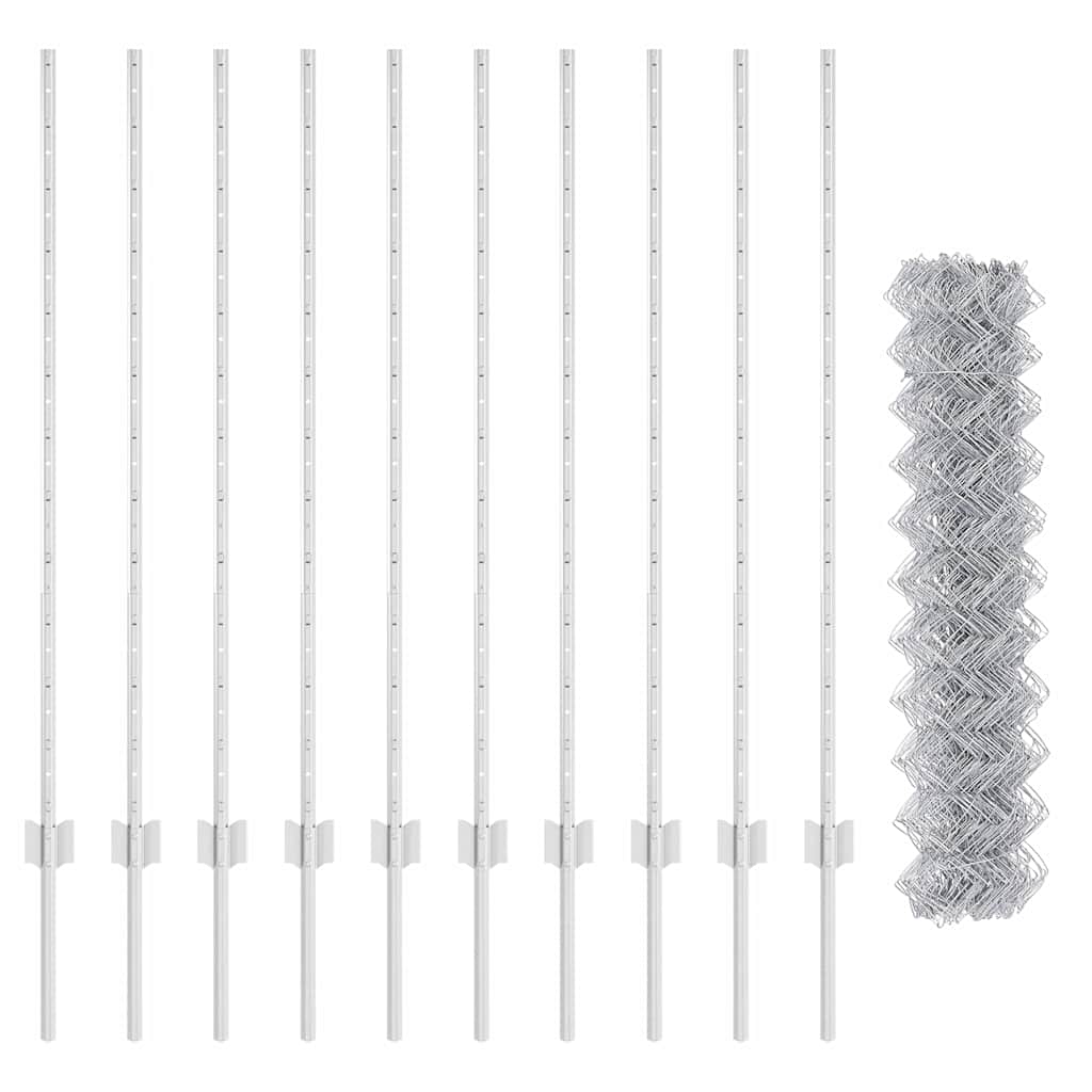 vidaXL Φράχτης Αλυσίδας με 20 Υ Πόστ Σίδερο 1.2x10 μ