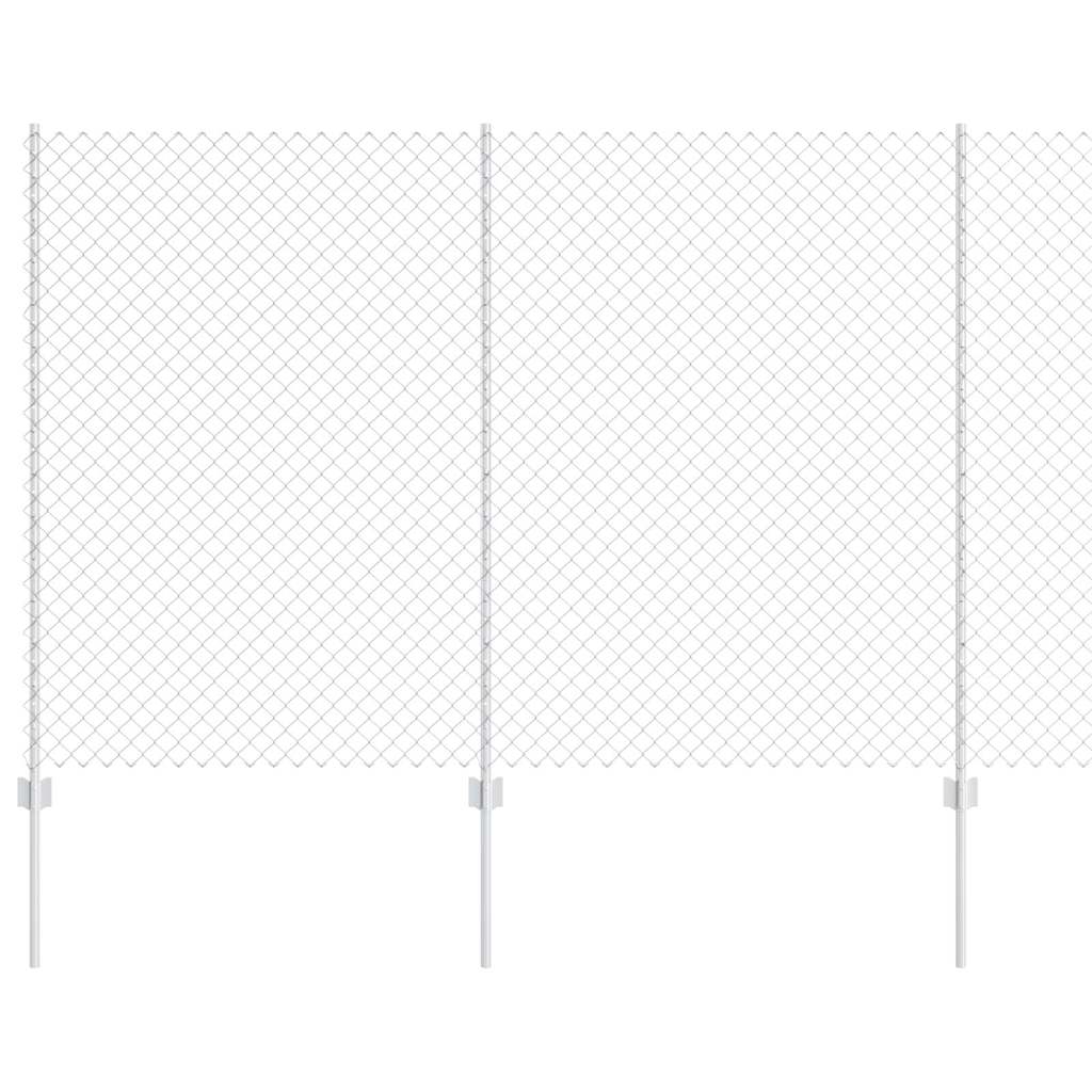 vidaXL Φράχτης αλυσίδας με 20 στήλες U ασημί 1.5x10 μ ατσάλι