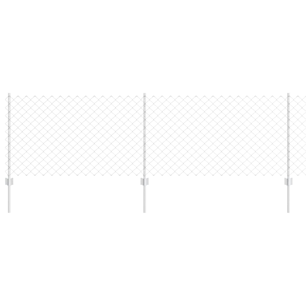 vidaXL Περίφραξη αλυσίδας με 10 U Posts Ασήμι 0.8x10 μ Χάλυβας