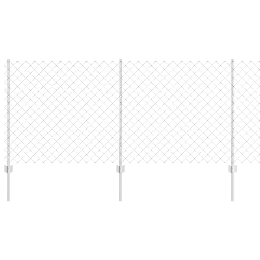 vidaXL Φράχτης με 20 μεταλλικές κολώνες, Ασημί 1x10 μ.