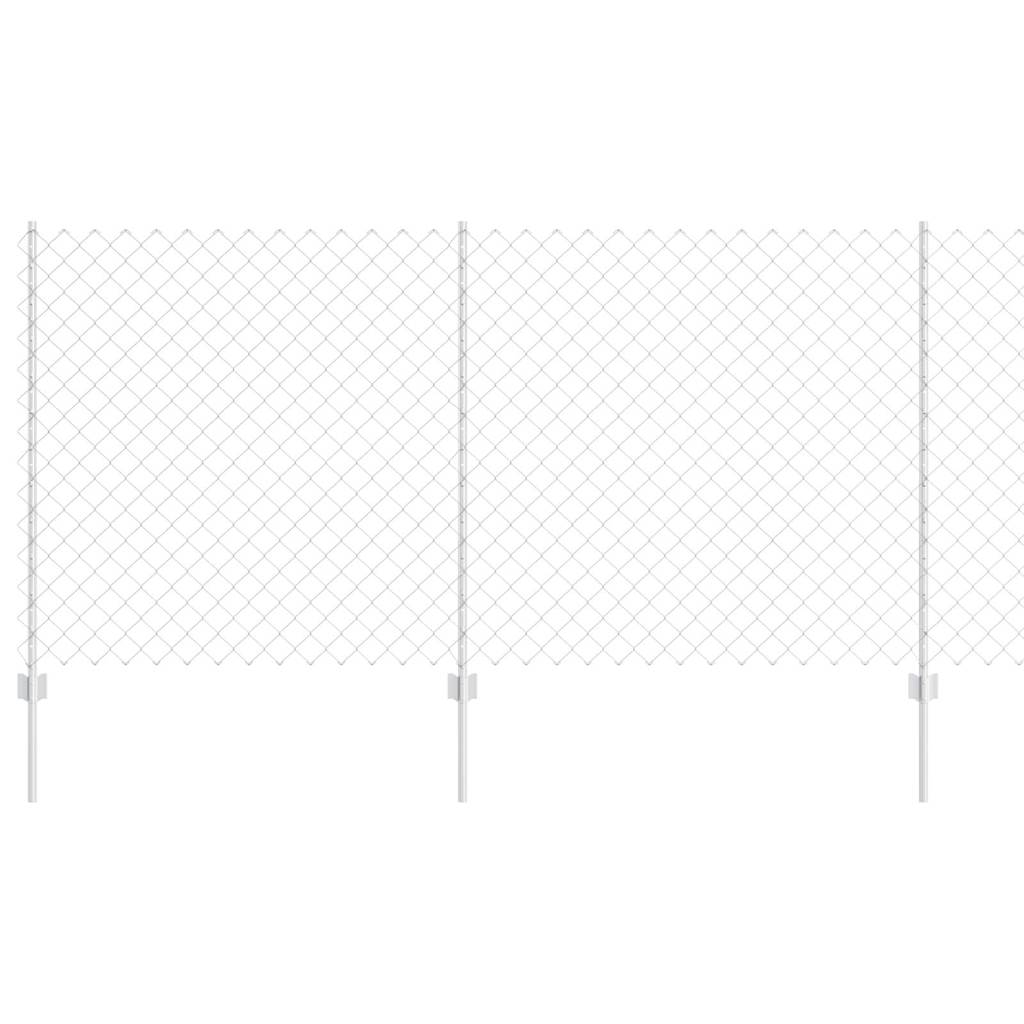 vidaXL Φράκτης Αλυσίδας με 20 Στυλίδια Ασημένιος 1.2x10 μ Χάλυβας