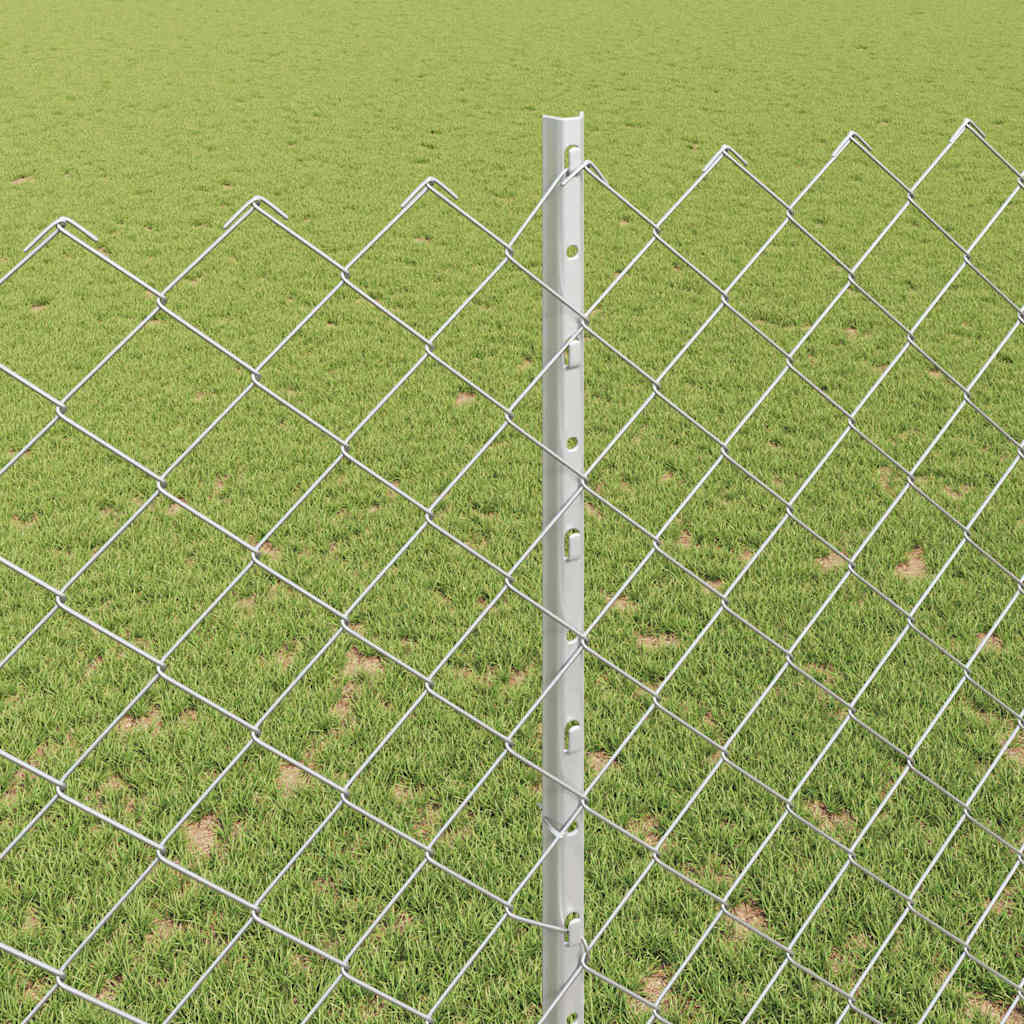 vidaXL Φράχτης αλυσίδας με 20 U Posts Ασημένιο 1.5x10 μ. Χάλυβα