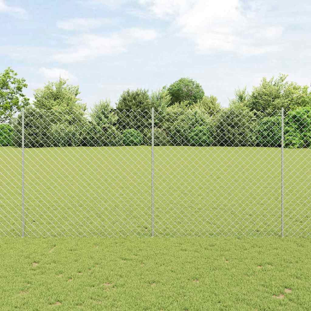 vidaXL Φράχτης αλυσίδας με στήλη 10 x 1,6 m Γαλβανισμένος Χάλυβας