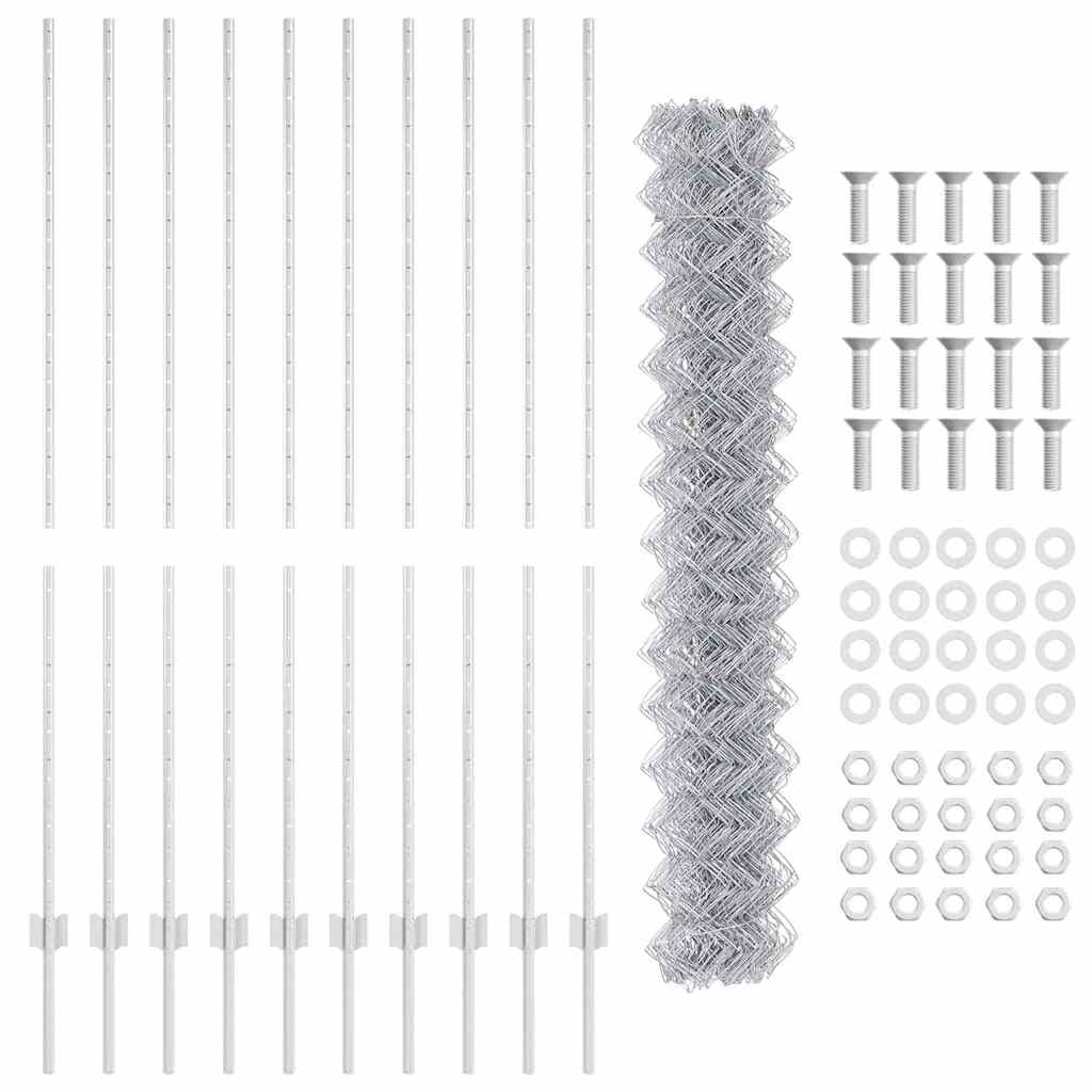vidaXL Φράχτης πλέγματος με 20 U Posts Ασημί 1.6x10 μ Χάλυβας