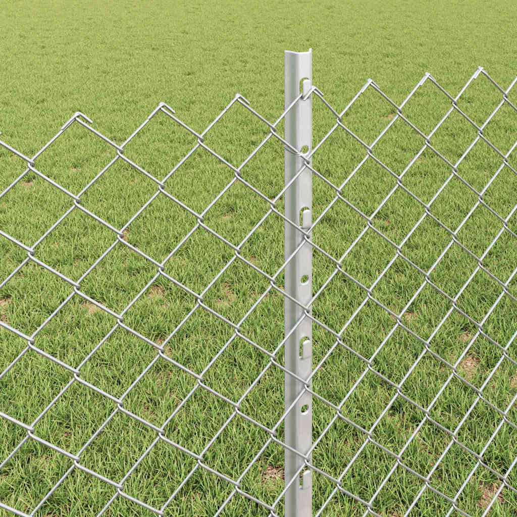 vidaXL Φράκτης από Γαλβανισμένο Χάλυβα με 22 Υποστηρίγματα Ασημί 0,8x25 μ Χάλυβας