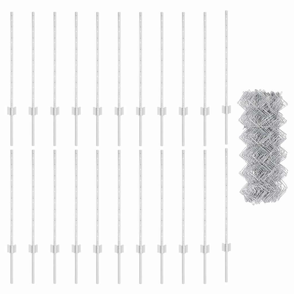 vidaXL Σετ Φράχτη Κήπου Σετ 2 Γαλβανισμένος χάλυβας Μεγάλος Ανθεκτικός