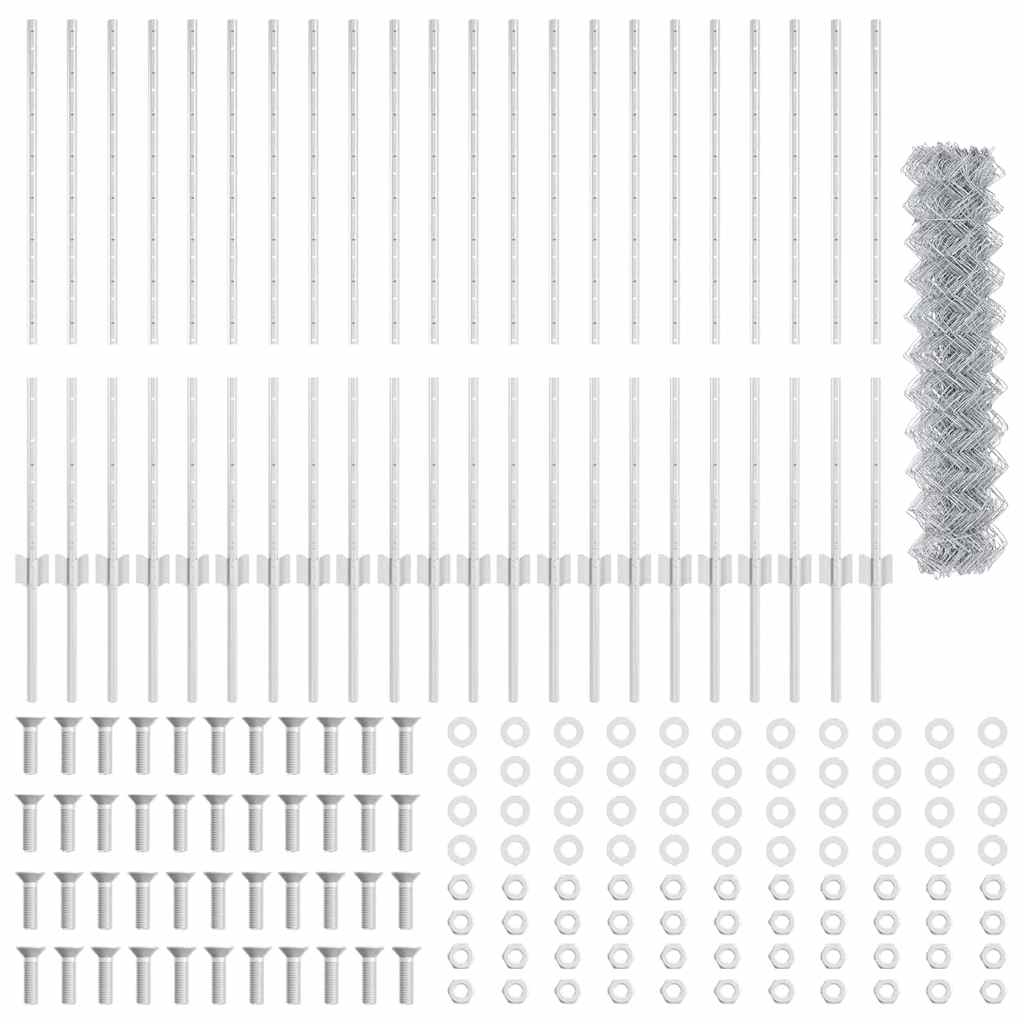 vidaXL Σετ Φράχτη Κήπου Σετ 2 Γαλβανισμένος χάλυβας 25 x 1 μ Ανθεκτικό