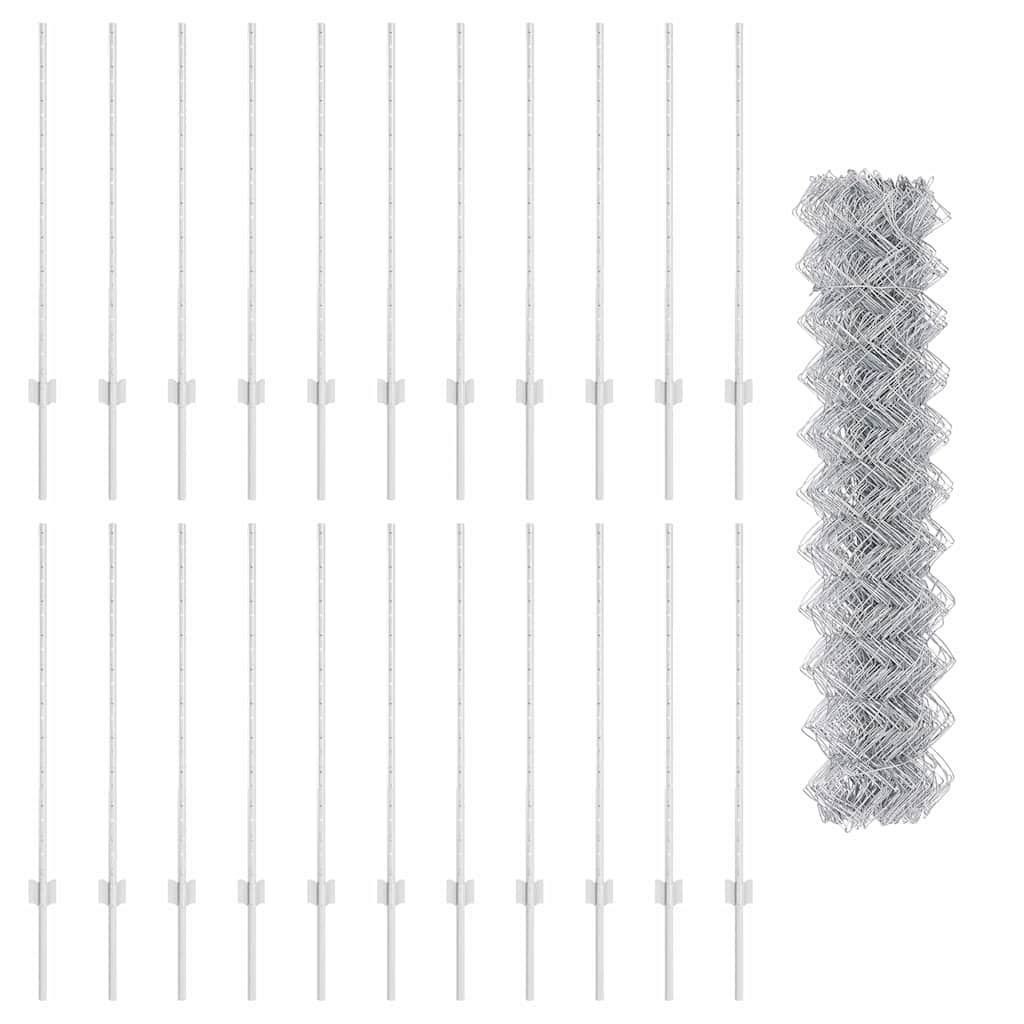 vidaXL Σετ Φράχτη Κήπου Σετ 2 Γαλβανισμένος χάλυβας 25 x 1 μ Ανθεκτικό