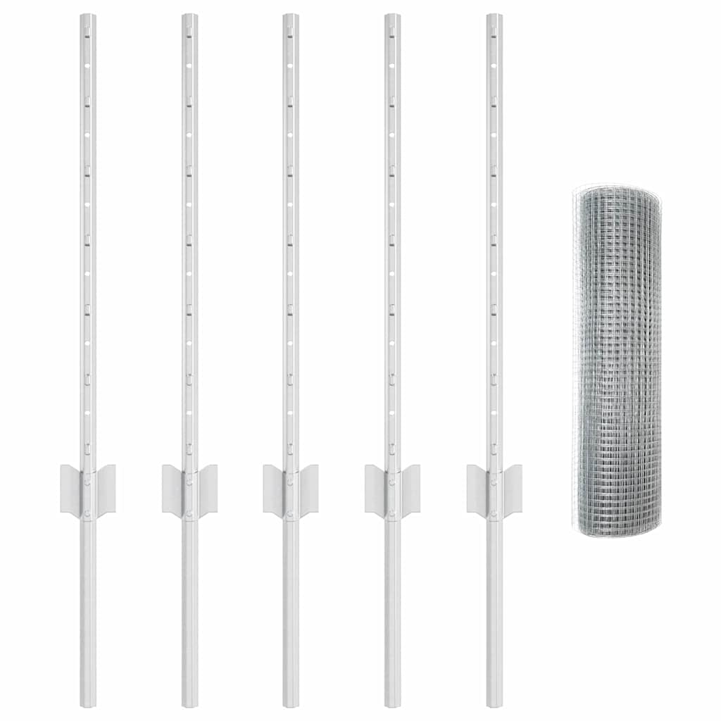 vidaXL Σετ Φράκτη Κήπου Πακέτο 2 Γαλβανισμένο ασημί Γαλβανισμένος χάλυβας