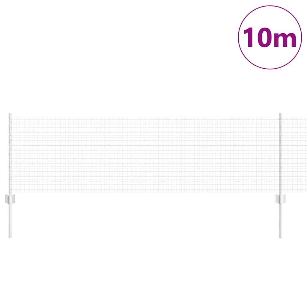 vidaXL Συρμάτινος Φράχτης με 5 U Πόδια Ασημένιο 0.6x10 μ Χάλυβας