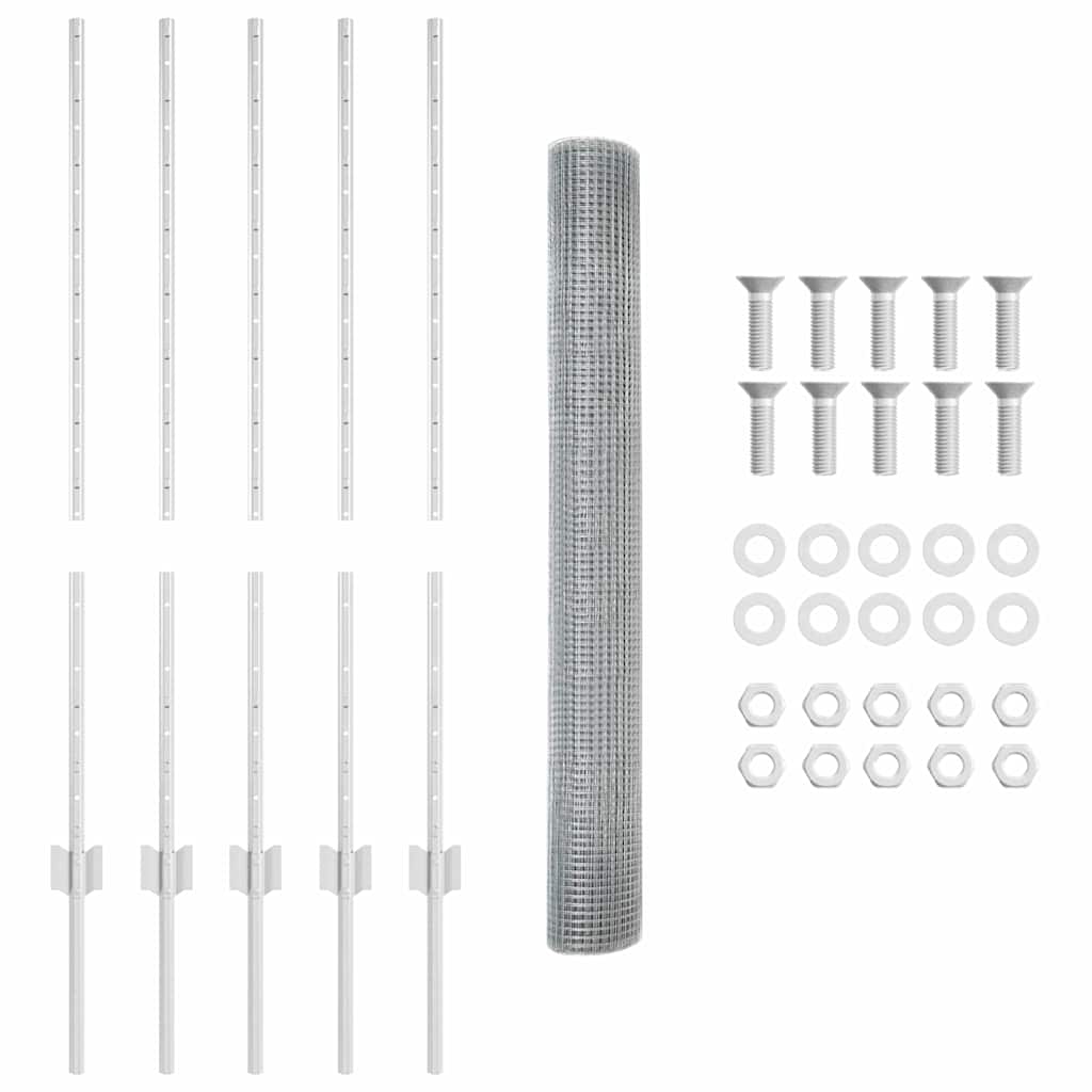 vidaXL Σετ Φράχτη Κήπου Σετ 2 Γαλβανισμένο ατσάλι 10 x 1 μ Ανθεκτικό