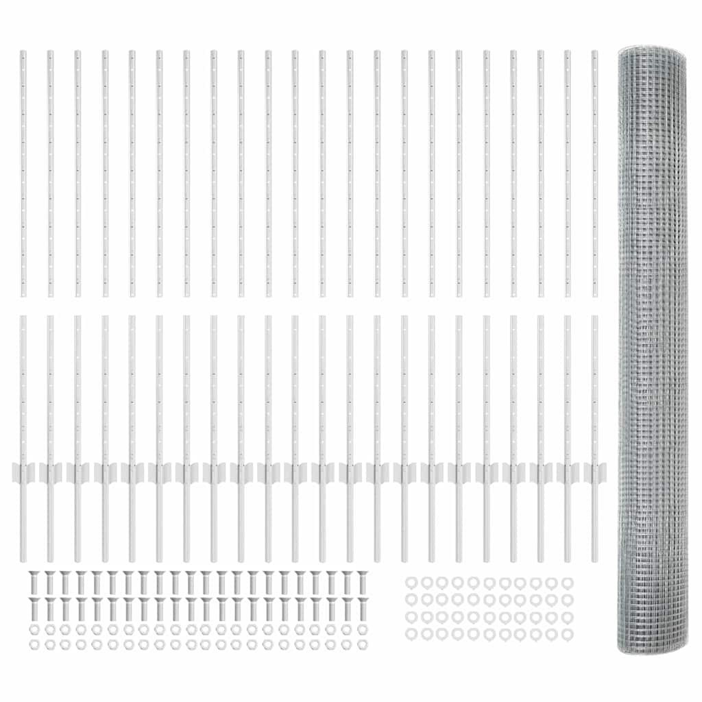 vidaXL Συρματόπλεγμα με 44 Πόδια U Ασημί 1.2x50 μ Ατσάλη