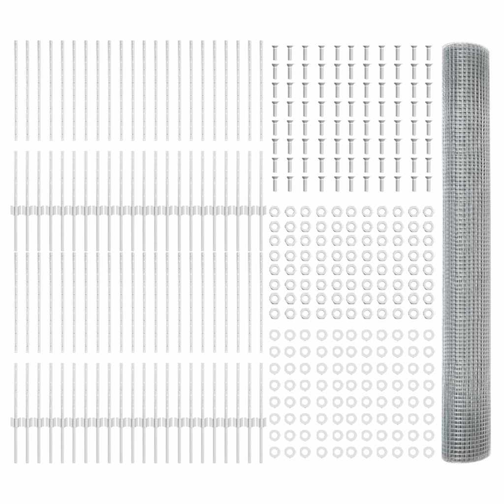 vidaXL Γαλβανισμένο Συρματόπλεγμα με 88 U Posts Ασημί 1x100 μ Ατσάλι