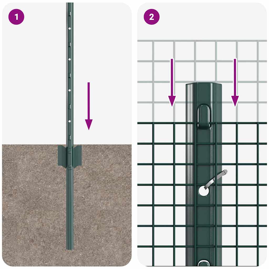 vidaXL Σετ Πλεξούδας Ρουστίκ Φράκτη Σετ 2 Πράσινο Μέταλλο 10 x 0.5 μ