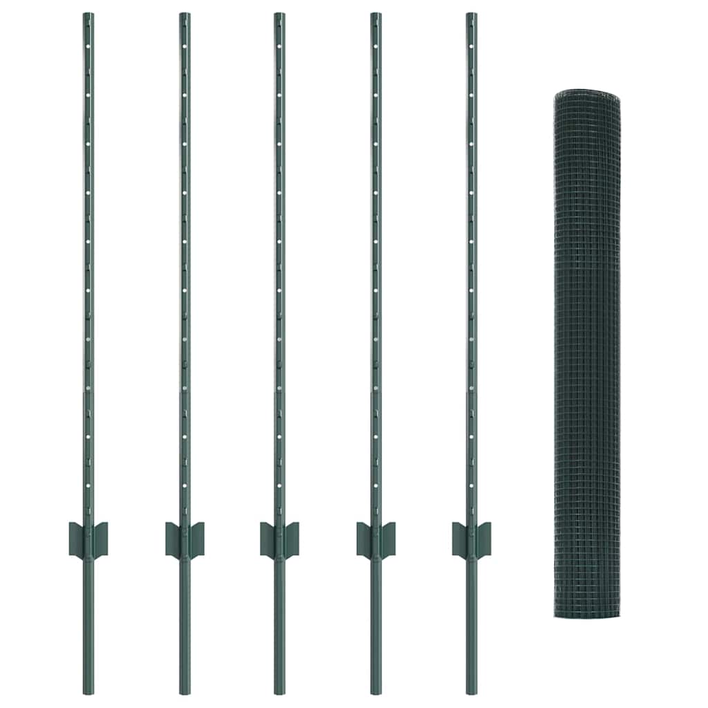 vidaXL Set Φράχτη Κήπου Σετ 2 Πράσινος Μέταλλο 10 x 1 μ Ανθεκτικός