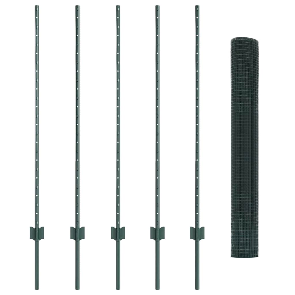 vidaXL Φράχτης Συρματόπλεγμα με 5 U Posts Πράσινος 1.2x10 μ Μέταλλο