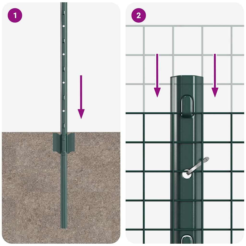 vidaXL Welded Wire Fence with 22 U Posts Πράσινος 0.4x50 μ Χάλυβας