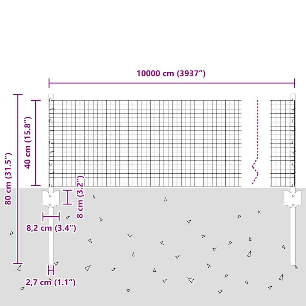 vidaXL Συγκολλητός Φράχτης με 44 U Πόστα Πράσινος 0.4x100 m Χάλυβας