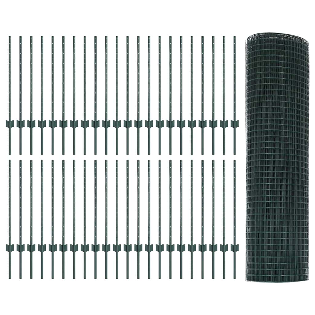 vidaXL Συρματόπλεγμα με Στυλίς 100 x 0,8 μ PVC-Επικαλυμμένο Ατσάλι