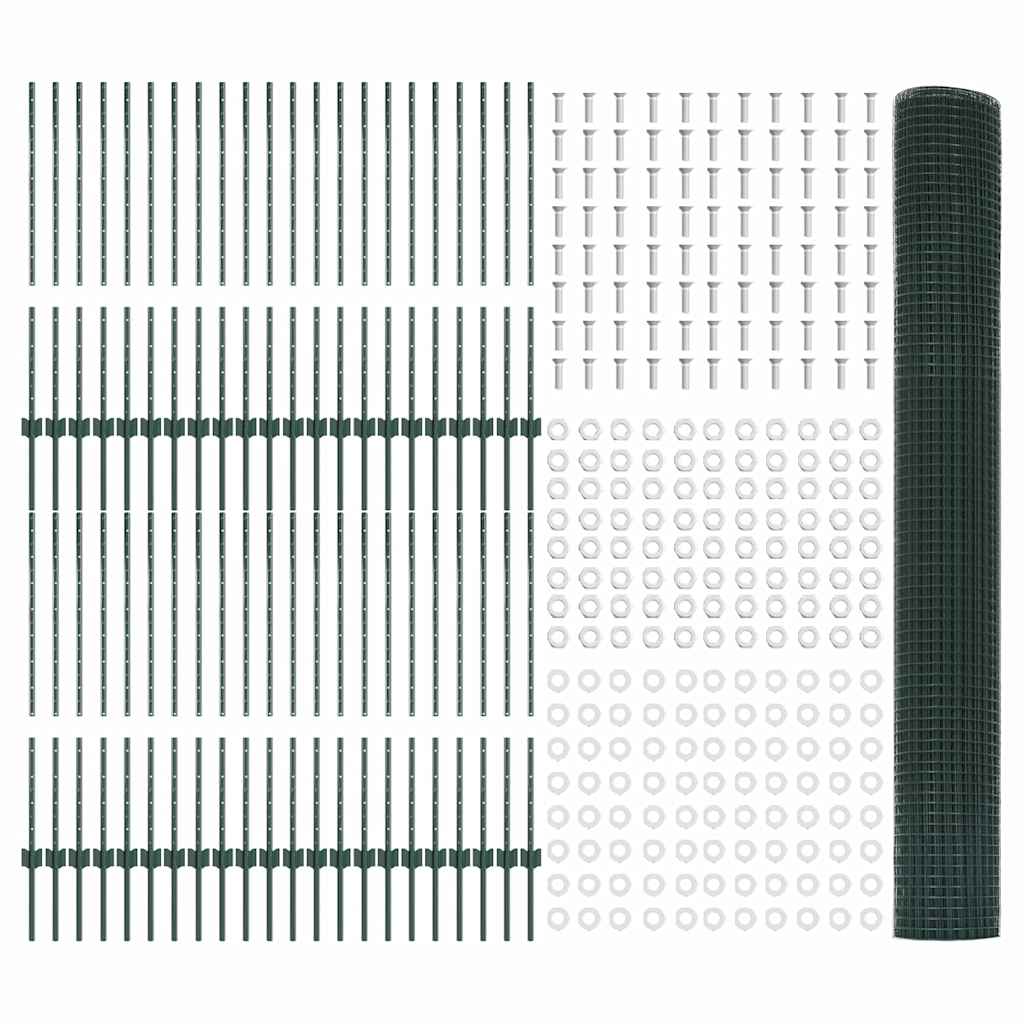 vidaXL Welded Wire Fence με 44 U Posts Πράσινο 1x100 m Χάλυβας