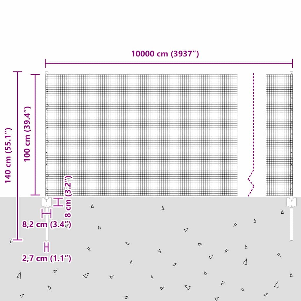 vidaXL Welded Wire Fence με 44 U Posts Πράσινο 1x100 m Χάλυβας