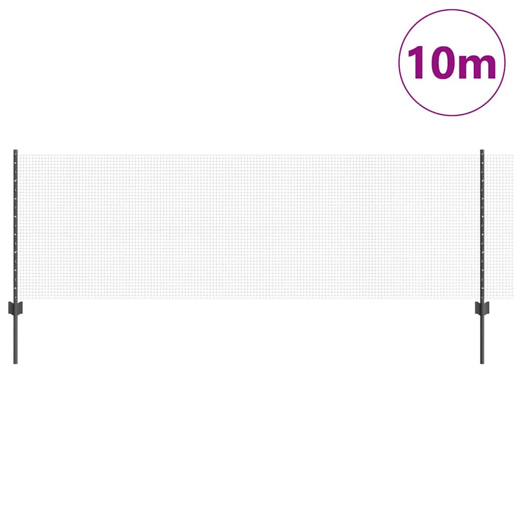 vidaXL Συρματόπλεγμα με Στυλίς 10 x 0,8 μ PVC-Επικαλυμμένο Ατσάλι Γκρι