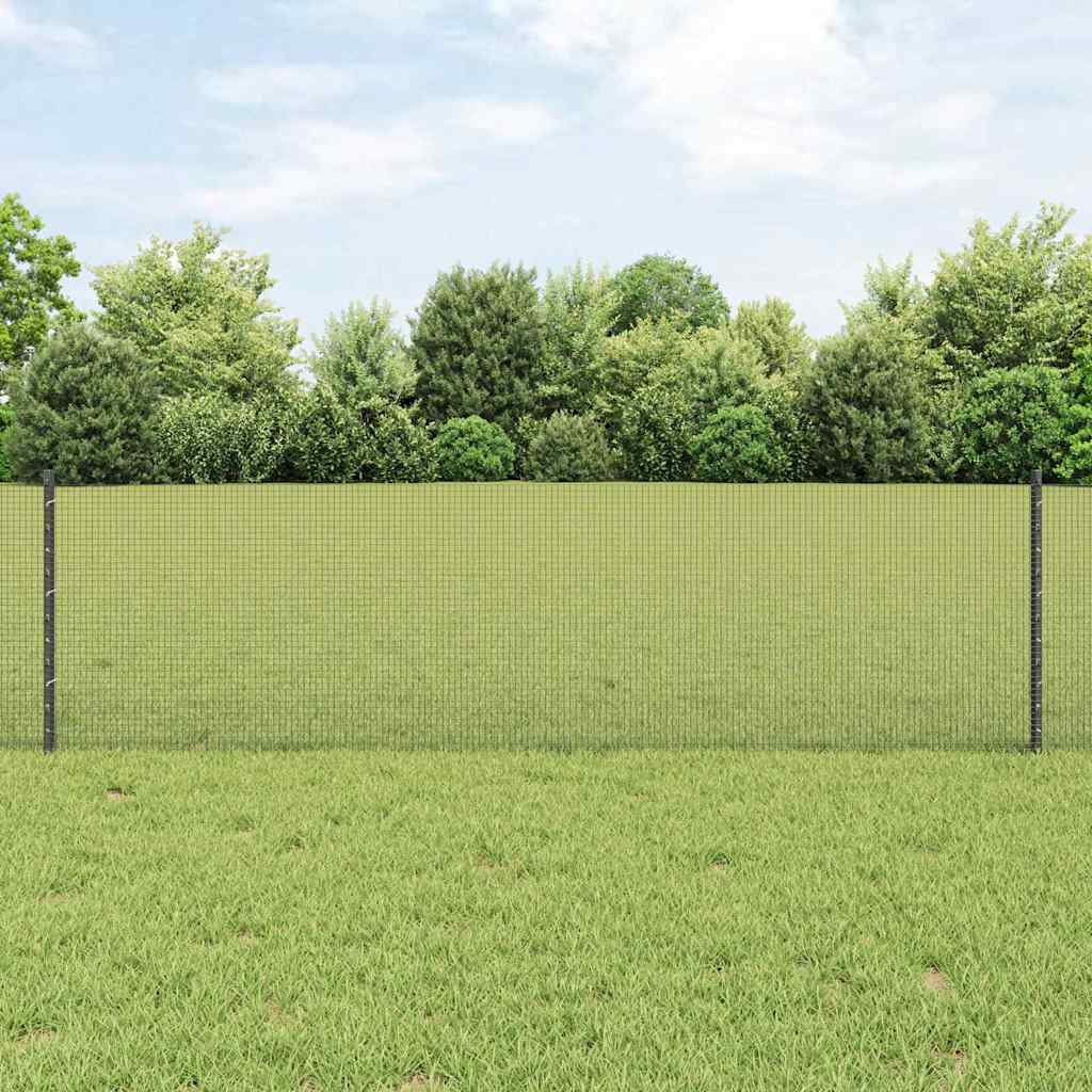 vidaXL Συρματόπλεγμα με Στυλίς 25 x 0,6 μ PVC-Επικαλυμμένο Ατσάλι Γκρι