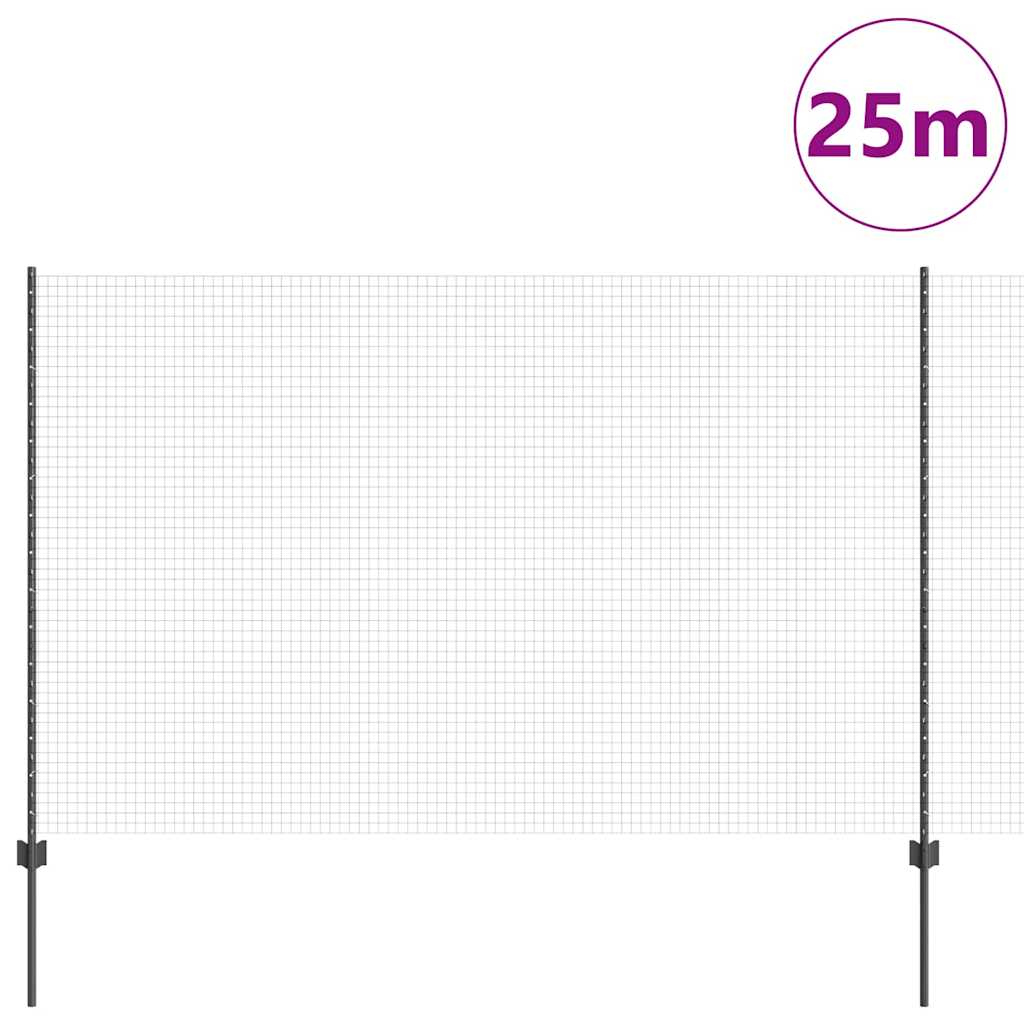 vidaXL Συρματόπλεγμα με 22 Στελέχη Γκρι 1,5x25 μ Μετάλλου