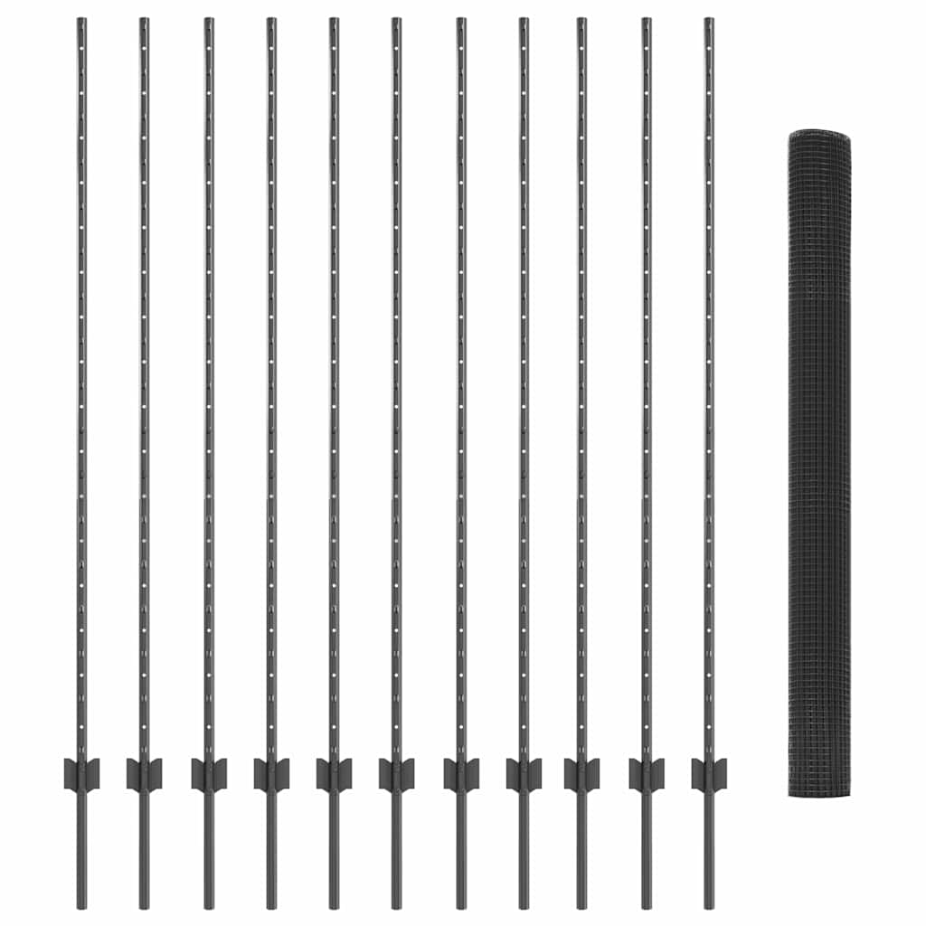 vidaXL Φράκτης Γκρί 1.6x25 μ από Ατσάλι