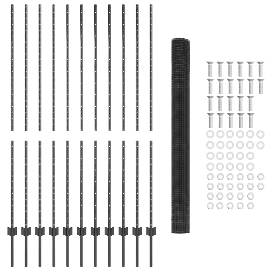 vidaXL Φράκτης Γκρί 1.6x25 μ από Ατσάλι