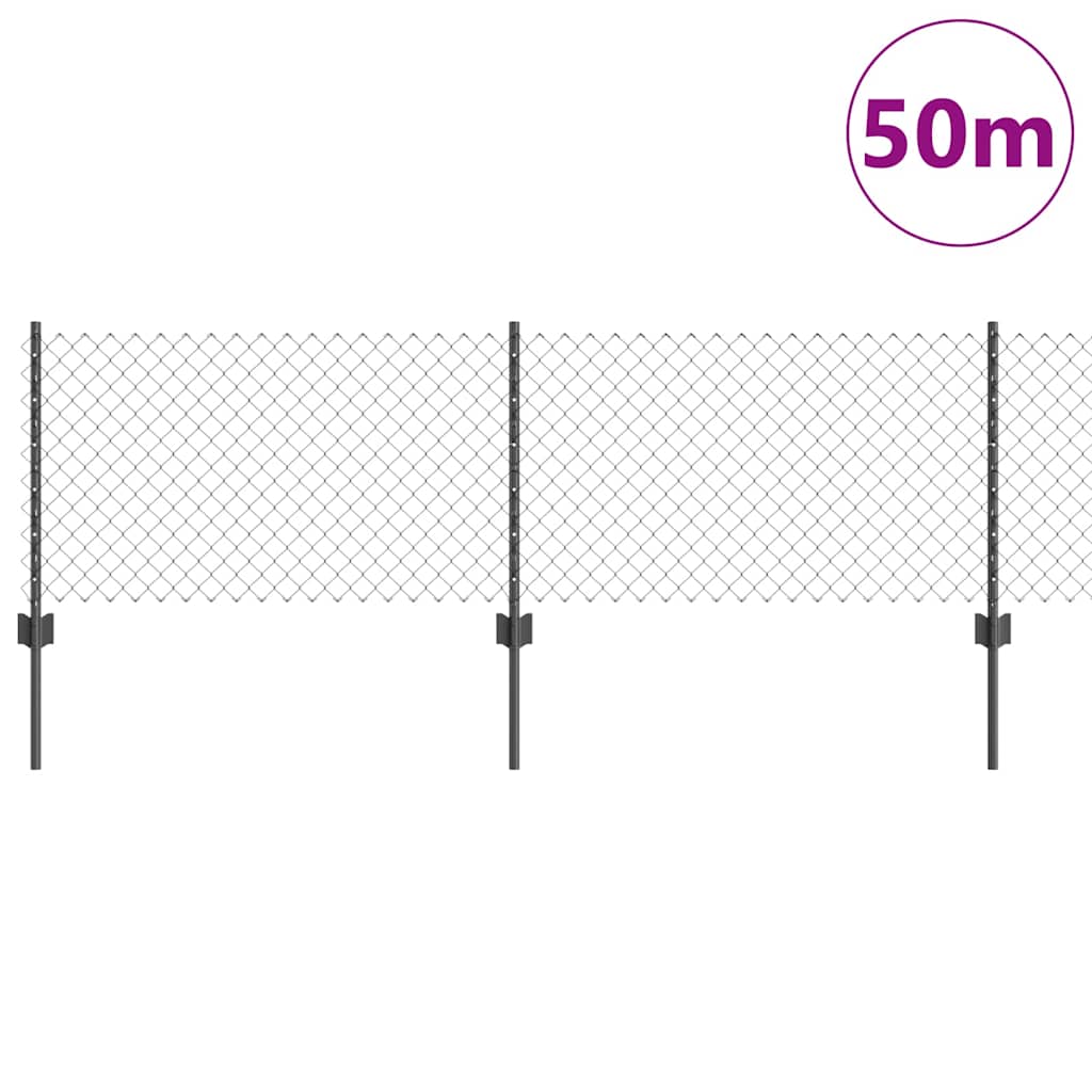 vidaXL Φράχτης με 22 Πόλους Γκρι 0,4x50 μ Σίδηρος