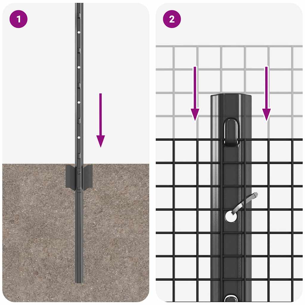 vidaXL Φράχτης από Συρμάτινη Συγκόλληση με 22 αναρριχητικούς Πόλους Γκρι 0.5x50 μ Ατσάλι