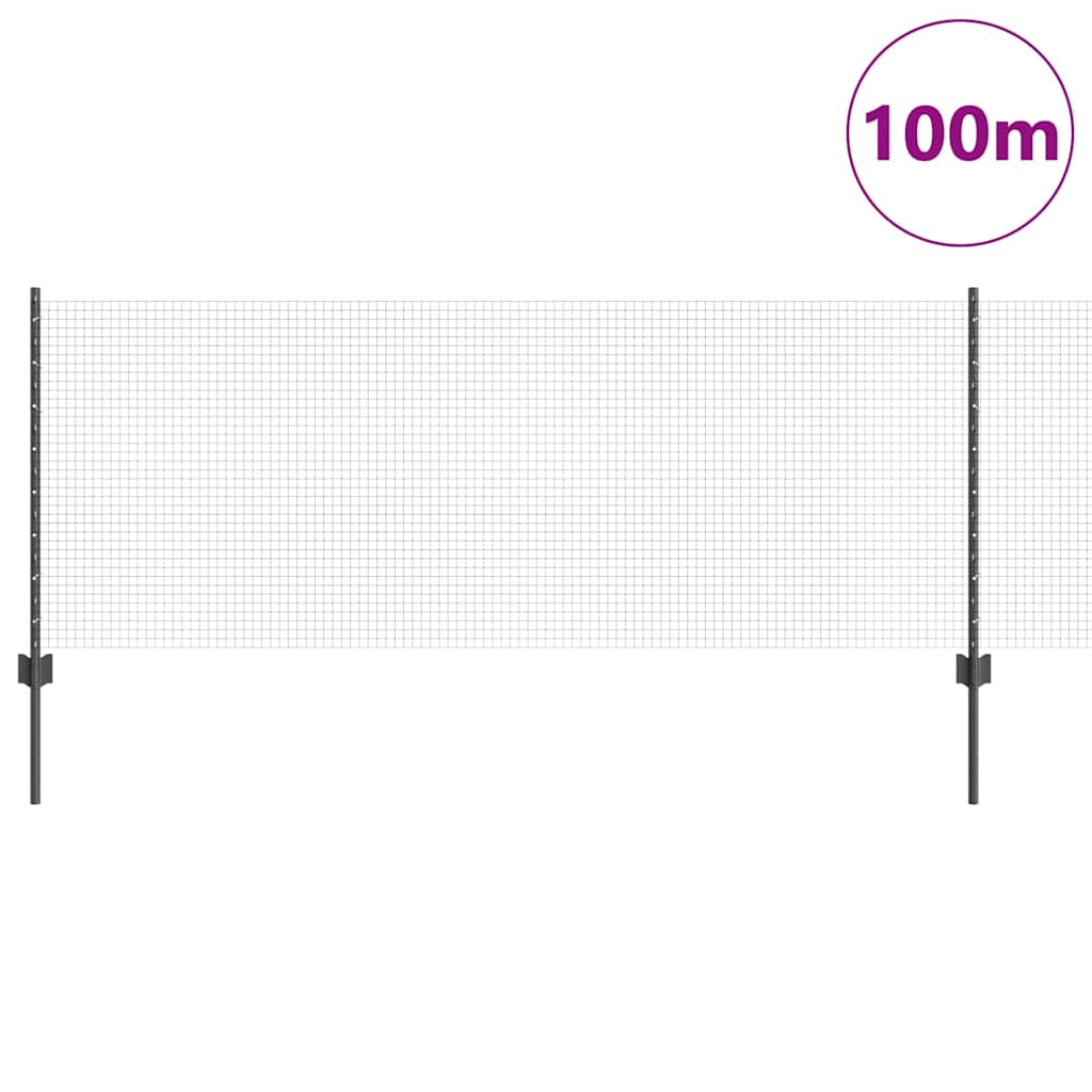 vidaXL Συγκολλητός Φράχτης με 44 U Posts Γκρι 0.8x100 μ Χάλυβας