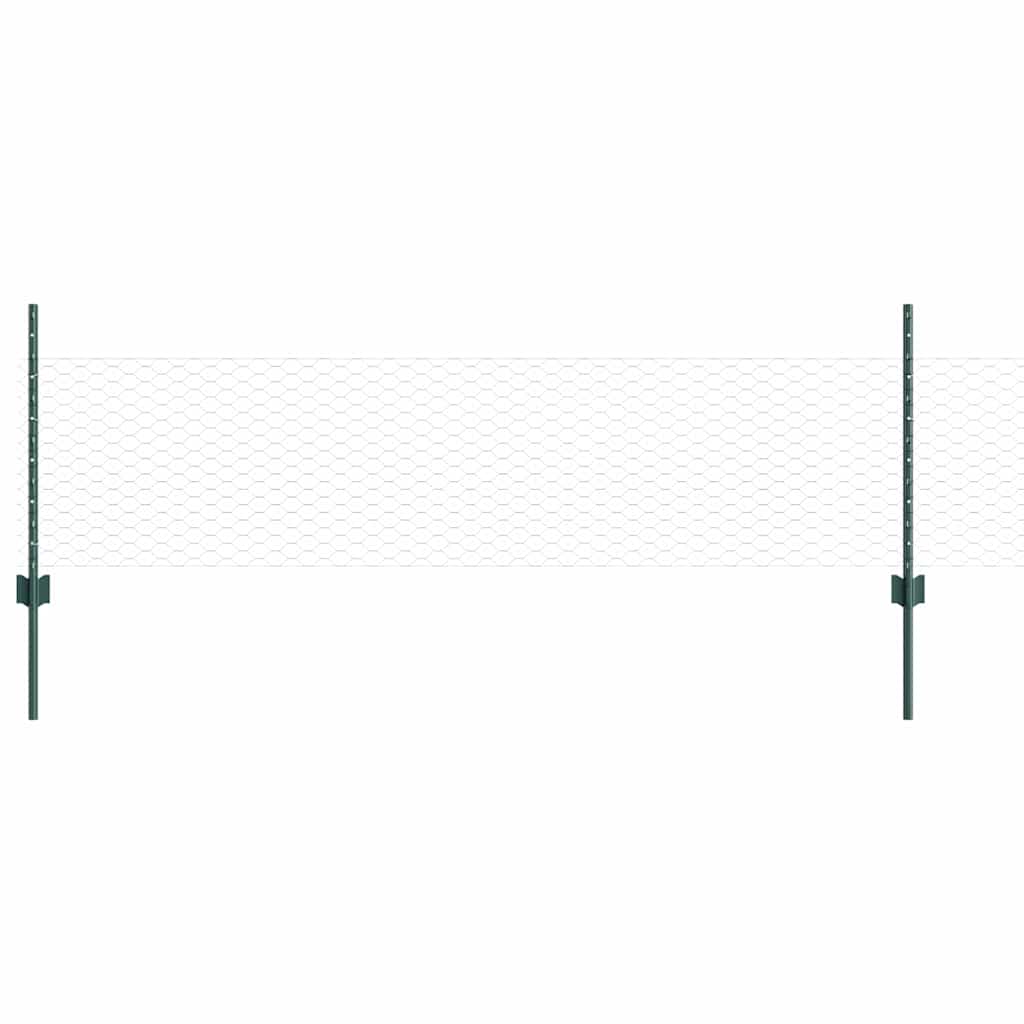 Στηλοί Φράχτη vidaXL 5 τεμ U-Channel Πράσινοι 80 εκ Χάλυβας