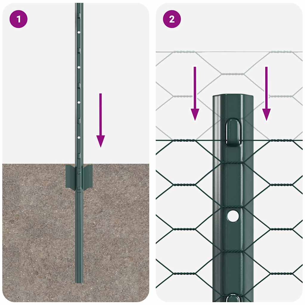 vidaXL Στήριγματα Φράκτη 5 τεμ U-Channel Πράσινα 100 cm Χάλυβας