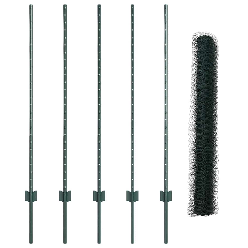 vidaXL Εξαγωνική Φράχτη με Στύλο 10 x 1,2 μ PVC-Επικαλυμμένο Ατσάλι